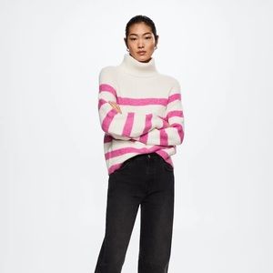 MANGO Striped Turtleneck Sweater (Size S)